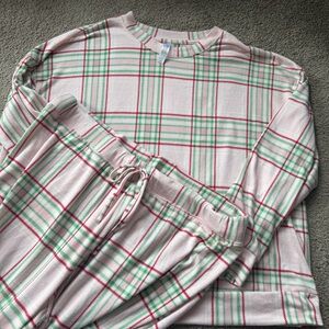Plaid Women's Pajama Set - Pink and Green